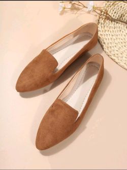 Point Toe Faux Suede Flat Loafers