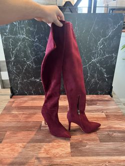 Knew High Burgundy High Heel Boots