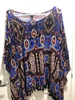 $3 winter clothes women’s shirt colorful blue purple poncho