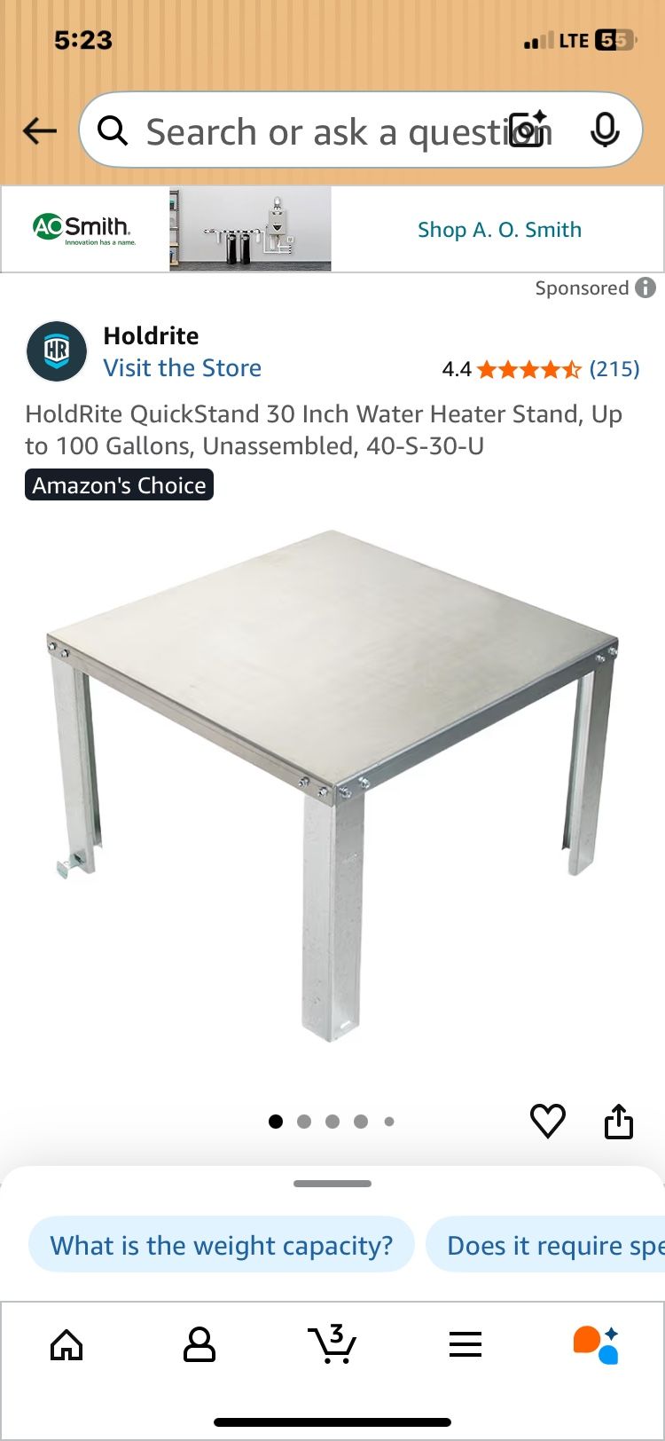 QuickStand 30 Inch Water Heater Stand