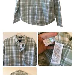 NWT Men’s J. Crew Slim Untucked Long Sleeve Plaid Button Down Size L Green