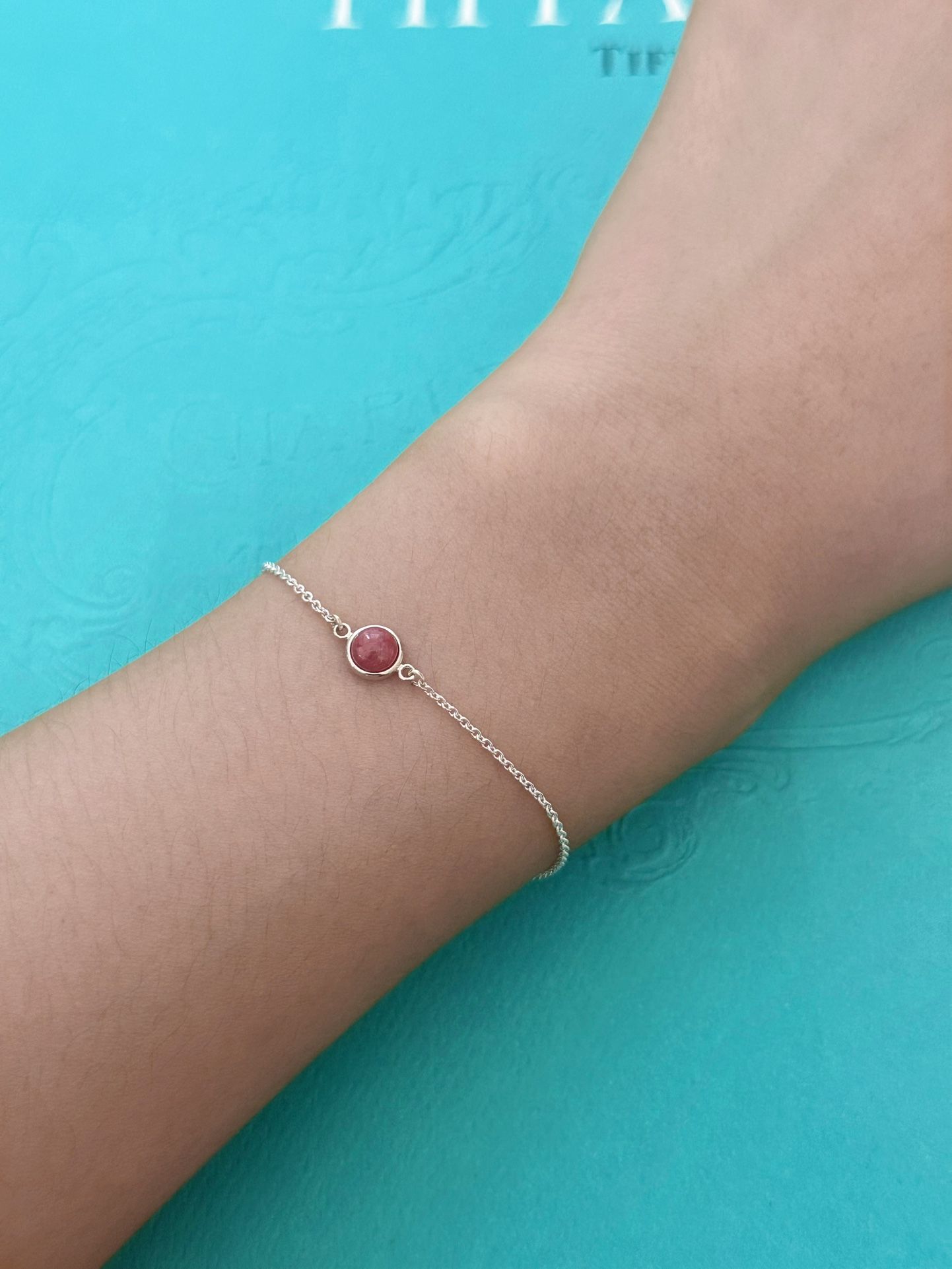 New Tiffany Co Sterling Sliver Color By The Yard Rhodonite Bracelet 7 in