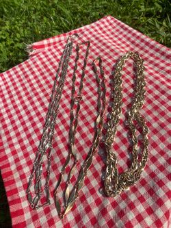 Lot of 3 Gold and Silver Tone Chain Necklaces