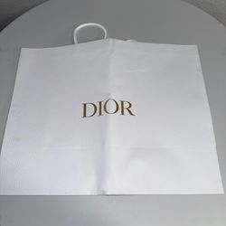 Christian Dior Large Shopping Bag White Gold Logo Authentic Store Packaging