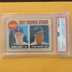 2017 Topps Heritage Aaron Judge, Tyler Austin Rookie Card Graded PSA 10