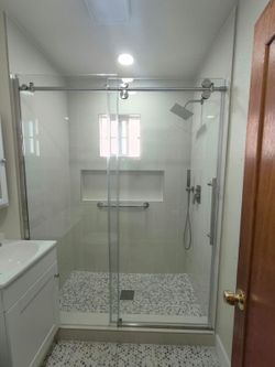 shower door 72x76 brush nickel tempered clear glass 3/8 sale $380 with install $700
(contact info removed)