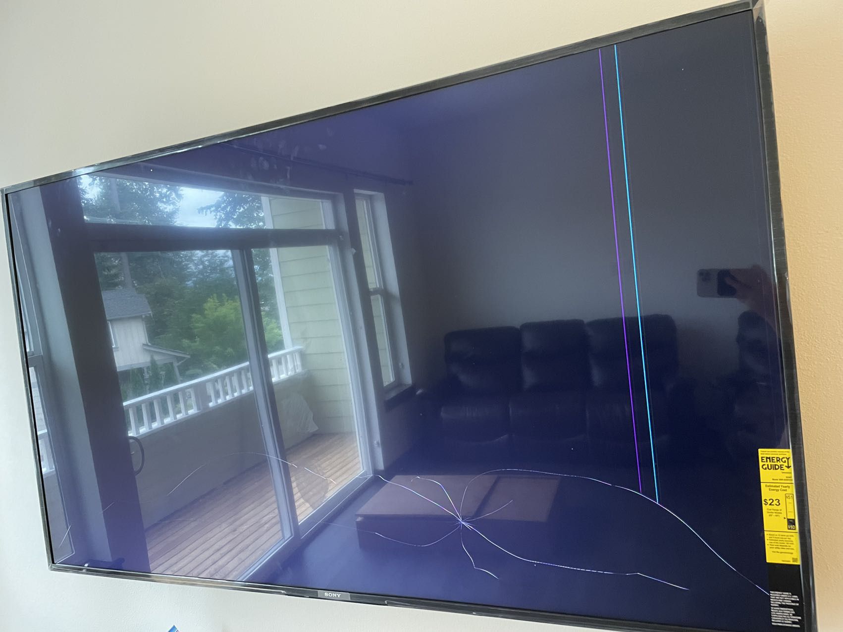 65 Inches Sony TV With Broken Screen( For Parts Only )