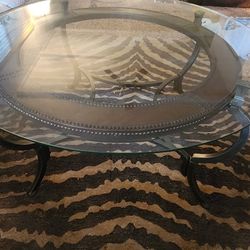 Glass Coffee Table with Iron Legs
