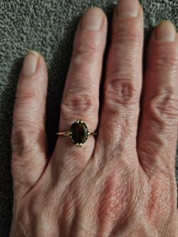 Size 7 Avon 18K Gold Smokey Topaz Ring