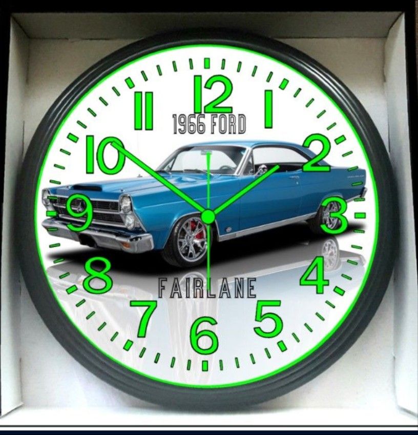 Wall Clock 1966 Ford Fairlane Glow In The Dark Wall Clock New!
