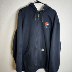 Carhartt Hoodie Mens 3XL Pepsi Black Full Zip Sweatshirt Original Fit Workwear