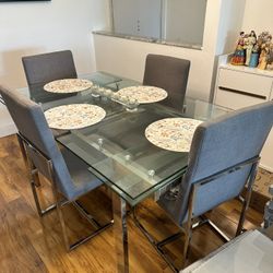 Extendable 6-8 People Dining Table With Chairs 