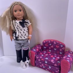 Battat Doll And Couch/dog