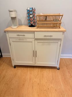 Rolling Kitchen Island Cart with Butcher Block Top