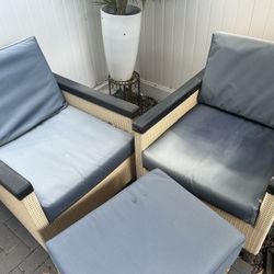 Two Patio Chairs And Foot Stool