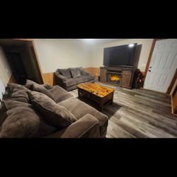 Just Bought From Bob Mills Two Months Ago Couch Loveseat Coffee Table And Fireplace Tv Stand Stain Guard Washable Under Warranty Still Have Receipts 