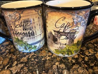 European Café Ceramic Coffee Mugs Set of 2
