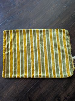 Striped Velvet Fabric Panel Olive Gold