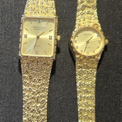 Vintage Gruen Diamond Quartz Gold Plated!