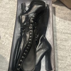 Please Lace Up Knee Boots