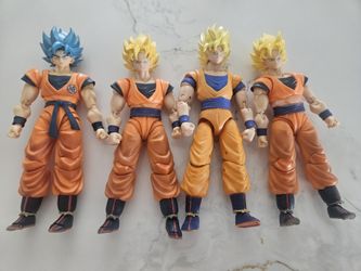 FOUR (4) Authentic SHF Son Goku Dragon Ball Figures With Alternate Hands In Perfect Condition