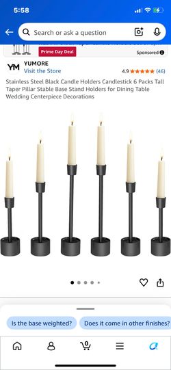 New in box black 6 pack stainless steel candle holders