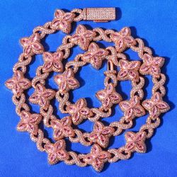 Clover 4 Leaf Charm Pink Rose Gold Chain Necklace Bracelet 