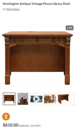 Traditional Wood Desk 40x21x30 –23 Drawers, Built-in USB Hub & Power Strip