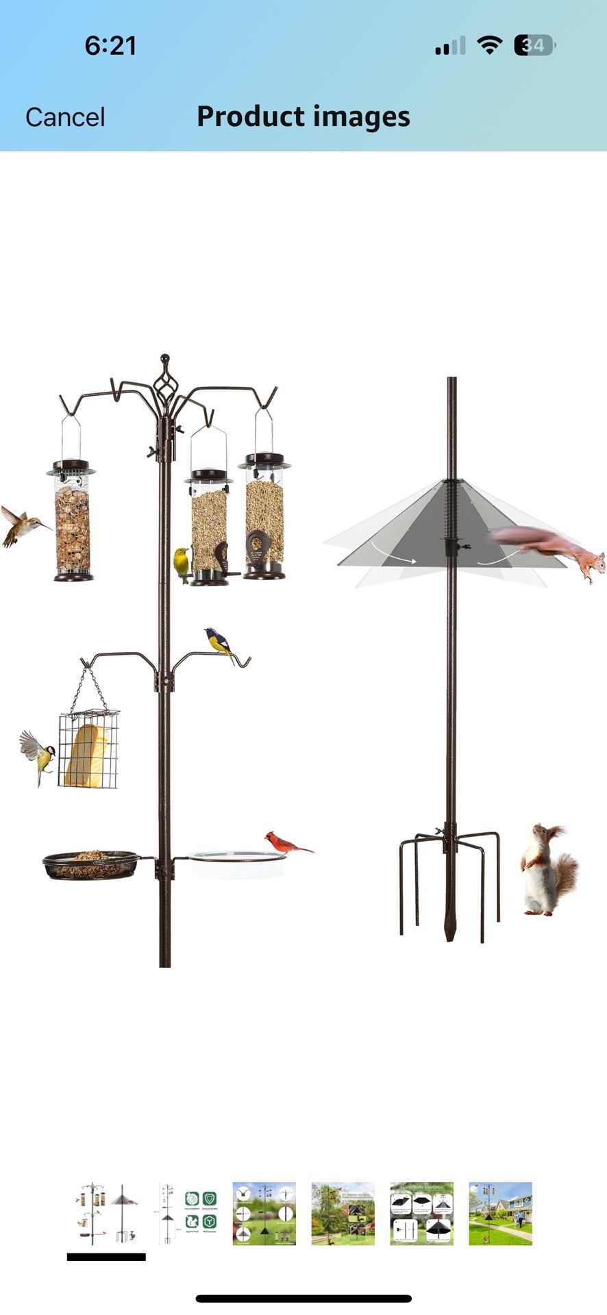 Hook Bird Feeding Station Kit, 94 Inch Heavy Duty Bird Feeder Stand Pole for Outdoors Hanging with 4 Feeders, Wide Squirrel Baffle, Attracting Wild Bi