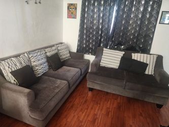 Gray Fabric Sofa and Loveseat Set