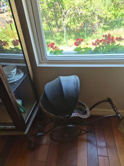Antique Wicker Baby Pram Carriage