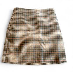 J.Crew Brown Plaid Mini Skirt Women’s Size 6 Classic Preppy A-Line Skirt
