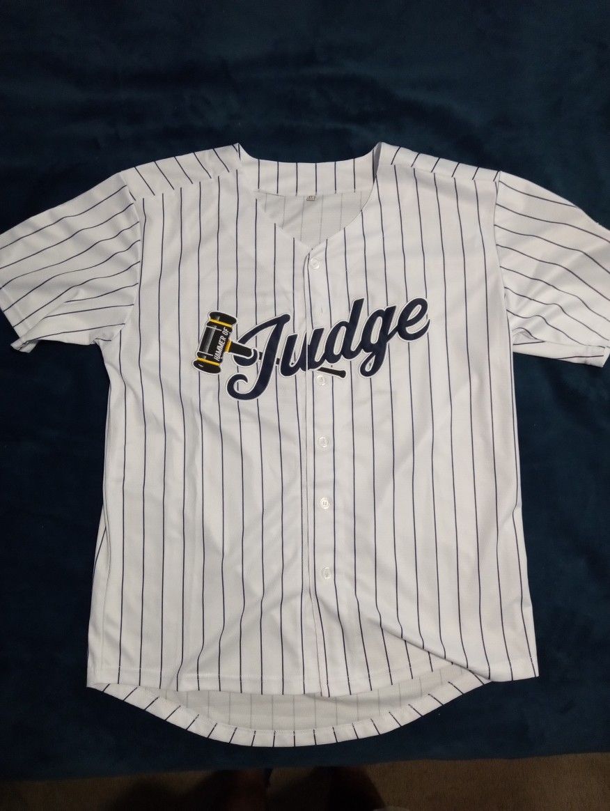 Aaron Judge Hammer Of Judge Pinstripe Jersey Large