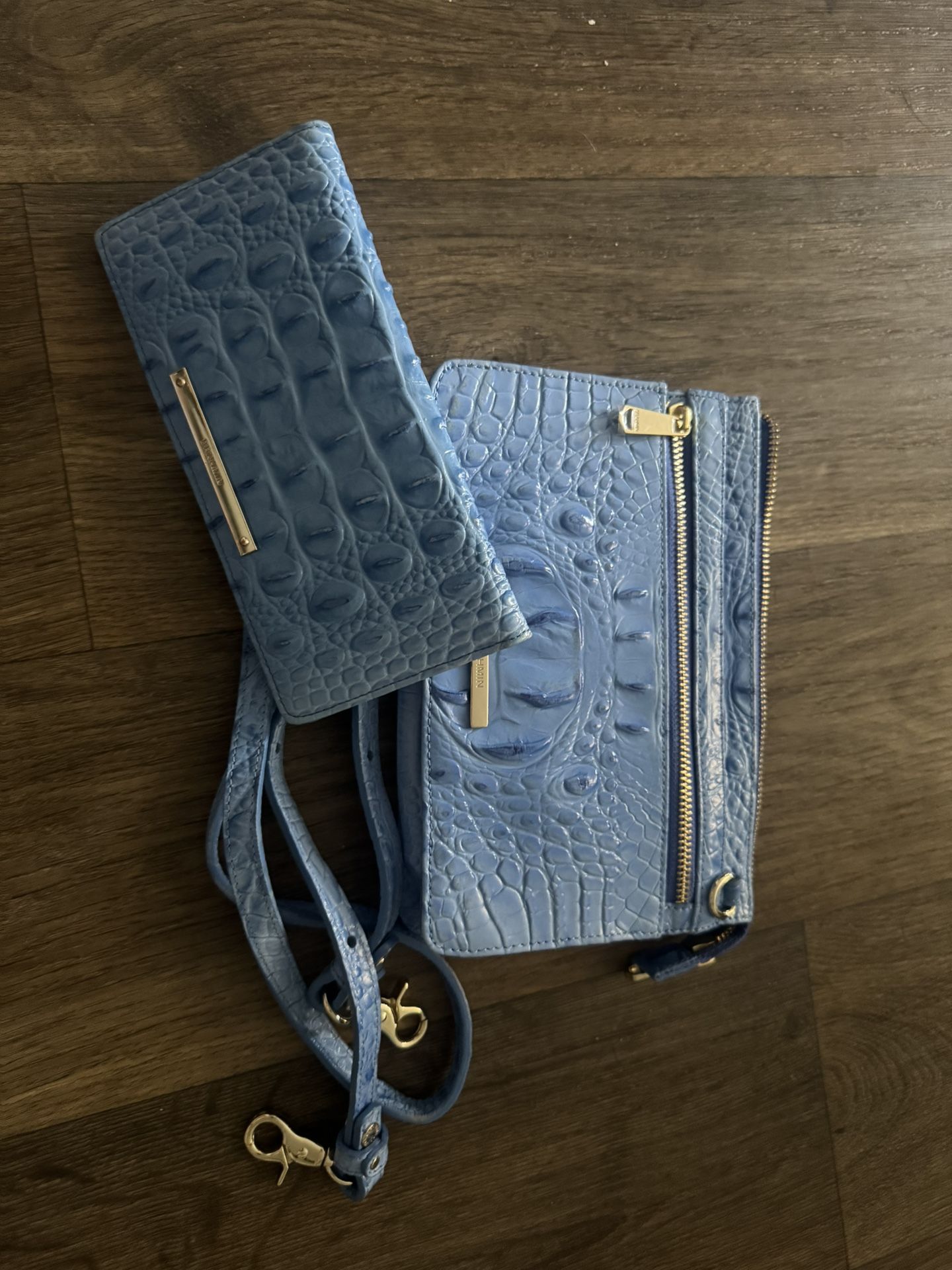 Brahmins Baby Blue Purse And Wallet Set