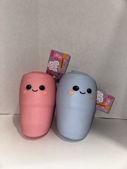 The big squij Stanley cup squish toy available in blue and pink
