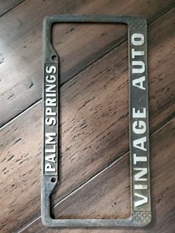 NOS Vintage Auto Palm Springs License Plate Frame Metal California Black
