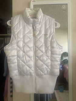 bebe goose down white puffer vest size medium