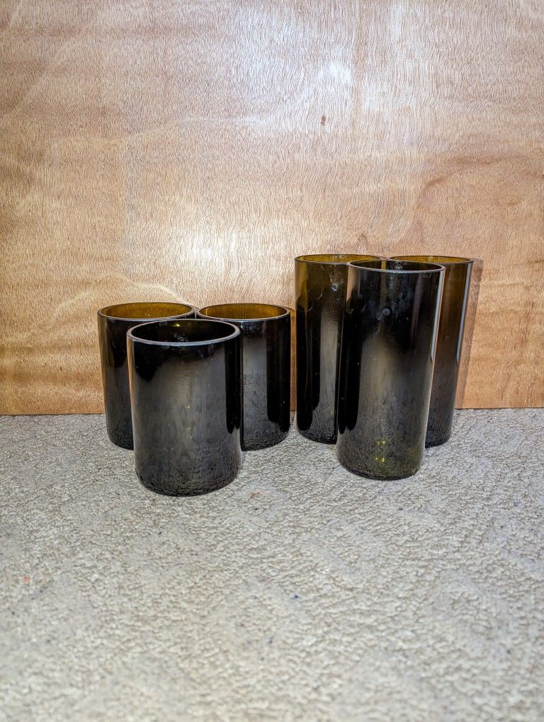 Green Wine Bottle Drinking Glasses Set Of 6