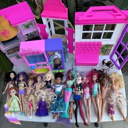 Barbie Dolls and Playset Lot with Car and Accessories