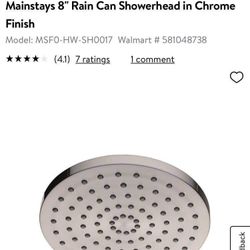 Mainstays 8" Rain Can Showerhead in Chrome Finish