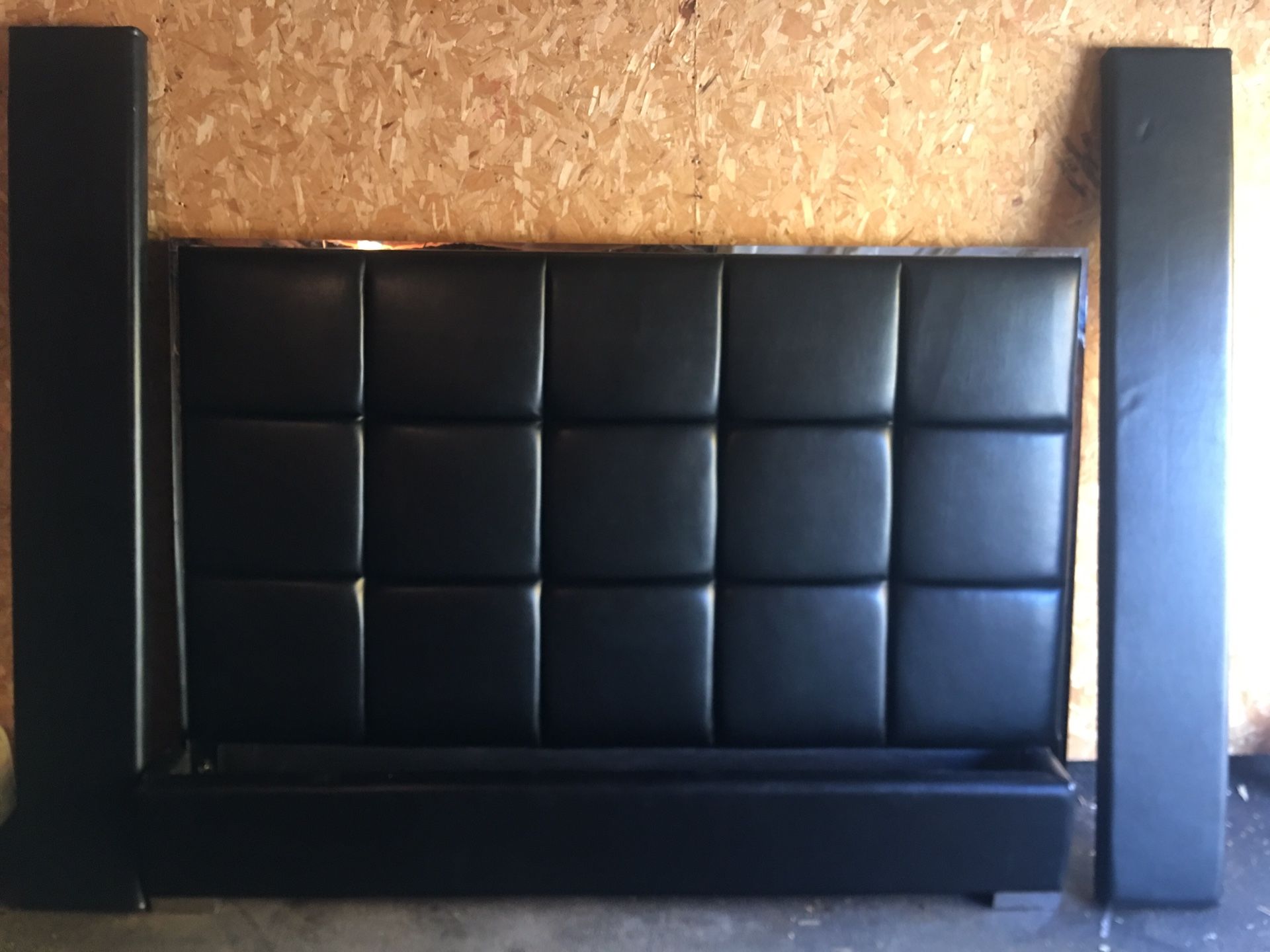 King Size Platform Bed Frame w/ Leather Headboard