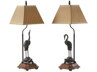 Theodore Alexander Meiji Cranes Table Lamps