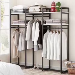 Tribesigns 75 inch Freestanding Closet Organizer with Shelves and Hanging Rods