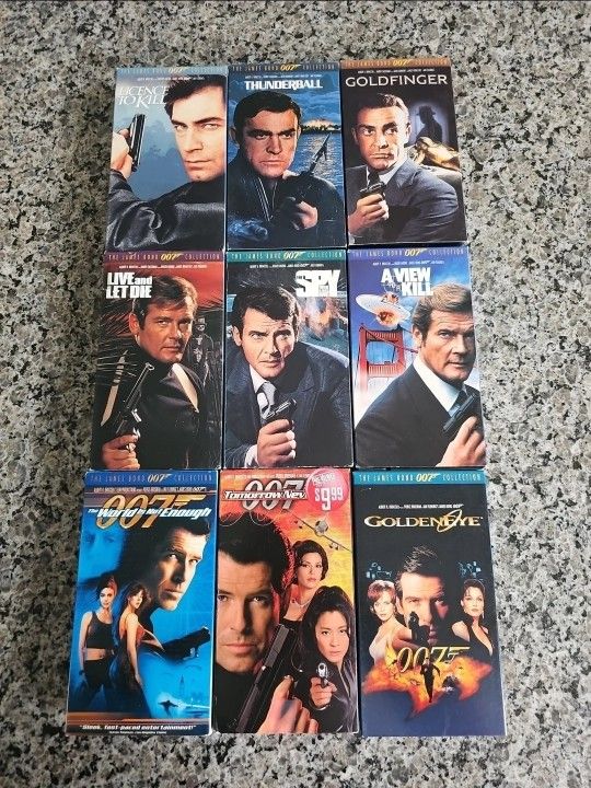 James Bond VHS Lot 9 Tapes