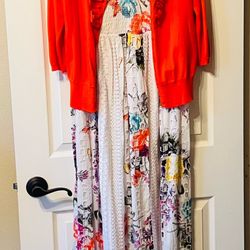 Floral Maxi Dress & Ruffled Cardigan M