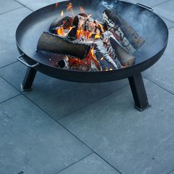 Steel Fire Pit, designed for outdoor wood-burning
