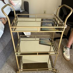 Gold And Mirror Bar Cart
