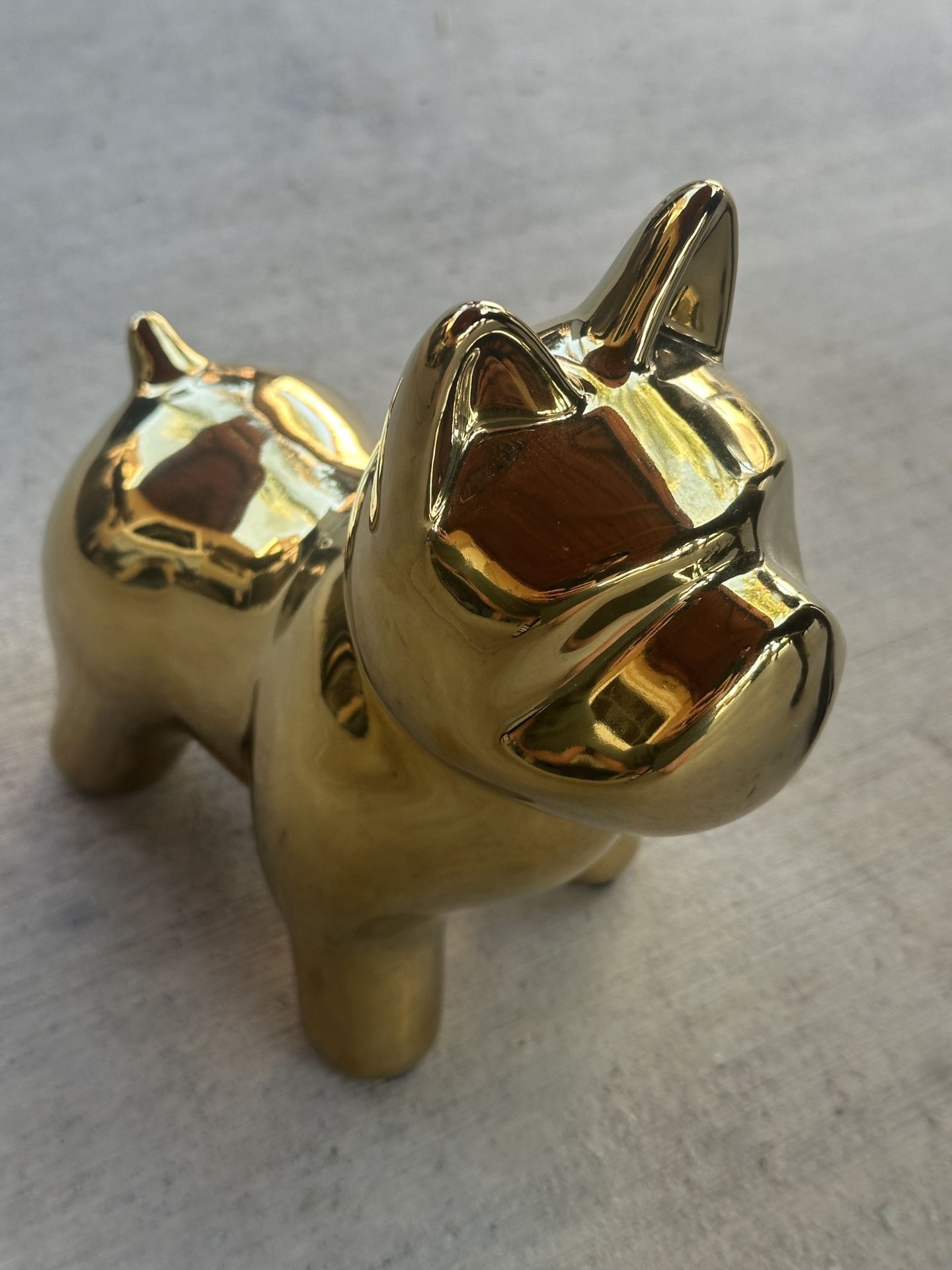 New Gold Ceramic French Bulldog Statue Figurine