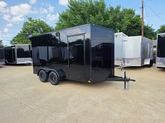 2026 New 7x14 TA Screwless Enclosed Trailer | Blackout | Spoiler Package | 7' Interior | .08 Polycor | Dexter Axles | 1138 (Black)