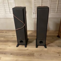Black floor standing speakers
